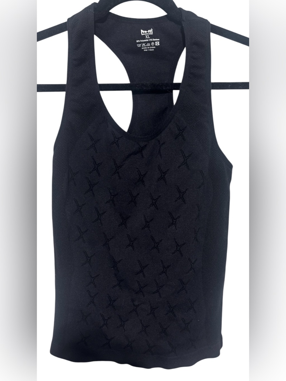 Pro-Fit Seamless Black Racerback Athletic Tank Top XL